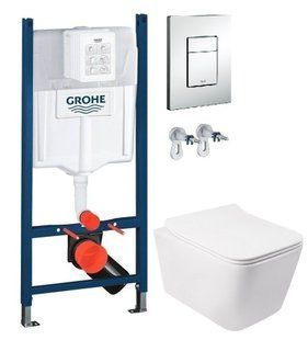 Инсталляция Grohe Rapid SL 38772001 4 в 1 + Унитаз подвесной безободковый Q-Tap Crow WHI 5170 с сидением soft-close QT05335170W
