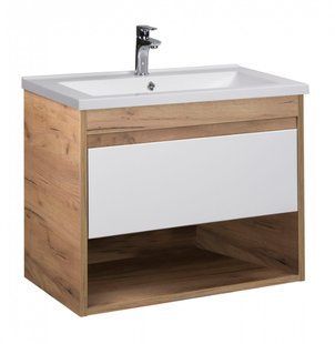 Тумба подвесная Мойдодыр Oslo Wood 70 00-0008334 с раковиной Cosmo