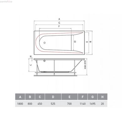 Ванна акриловая Vayer Boomerang 180x80 537041