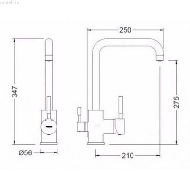 Змішувач для кухонної раковини з підключенням до фільтрованої води GENEBRE Tau-Osmos 65702 18 45 66