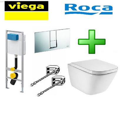 Инсталляция Viega 727770 + унитаз Roca Gap Clean Rim 34647L с крышкой микролифт
