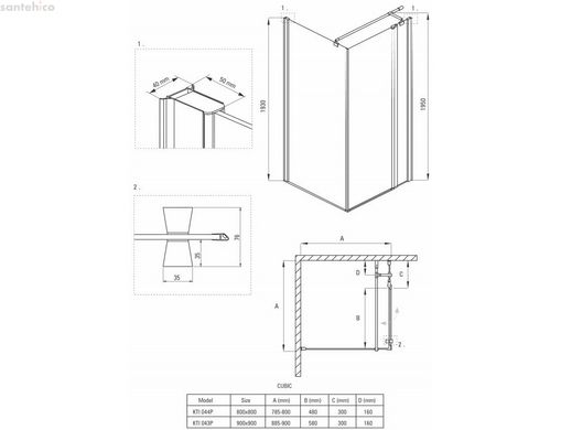 Душова кабіна Deante Cubic 90x90 см (Профіль - хром, скло - прозоре) KTI 043P