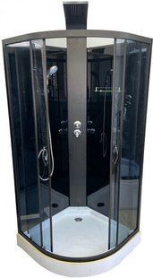 Гідромасажний бокс Diamond Premium 90x90x220 скло сіре, профіль чорний, піддон 15 см DP-210