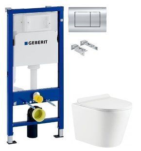 Інсталяція Geberit Duofix 458.103.00.1 з клавішею Delta30 хром глянцевий + Унітаз підвісний Koller Pool Orion Tornado 3.0 OR-0515-RQ3 з сидінням Soft Close