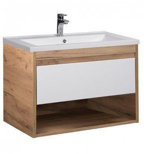 Тумба подвесная Мойдодыр Oslo Wood 80 00-0008335 с раковиной Cosmo