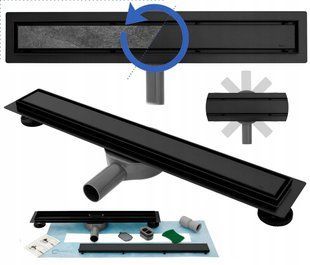 Трап для душа REA NEO PRO BLACK 2в1 черный 100 см REA-G8909