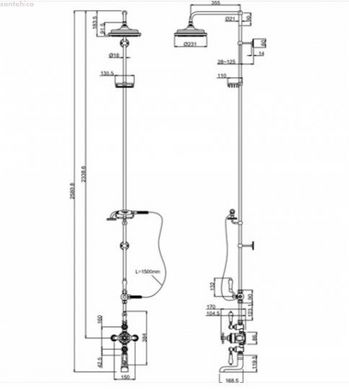 Термостатическая душевая система Burlington H112-BI