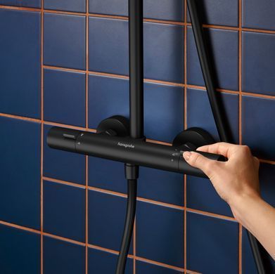 Душова система з термостатом Hansgrohe Activera S 240 1jet EcoSmart Showerpipe чорний матовий 28078670