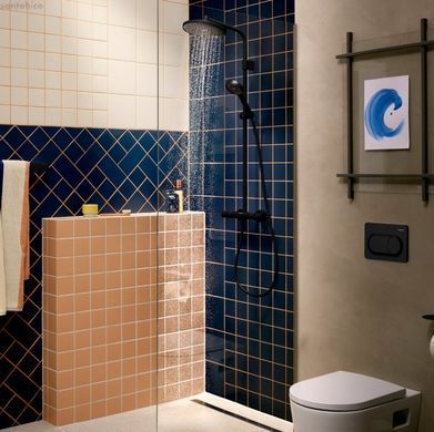 Душова система з термостатом Hansgrohe Activera S 240 1jet EcoSmart Showerpipe чорний матовий 28078670
