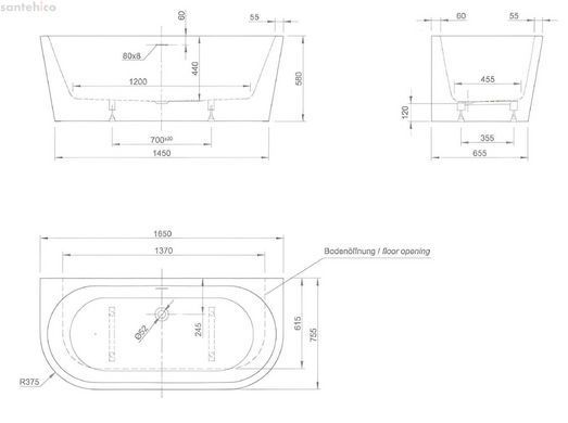 Ванна акрилова Knief Wall XS 165х75 білий глянсовий 0100-255