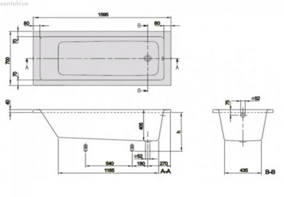 Ванна акрилова Villeroy&Boch Targa Plus 160x70 UBA167NES2V-01