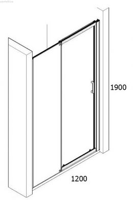 Душові двері San Swiss Valea 120x190 (Профіль - хром, скло - прозоре) VAL212005060