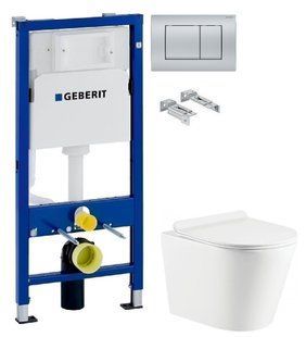 Інсталяція Geberit Duofix 458.103.00.1 з клавішею Delta30 хром матовий + Унітаз підвісний Koller Pool Orion Tornado 3.0 OR-0515-RQ3 з сидінням Soft Close