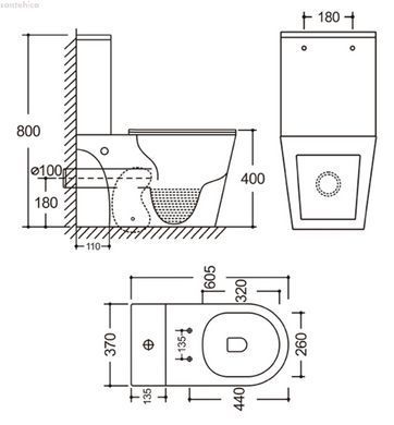 Унитаз напольный Qtap Dove Rimless QT06228380BW с бачком и сиденьям Soft Close