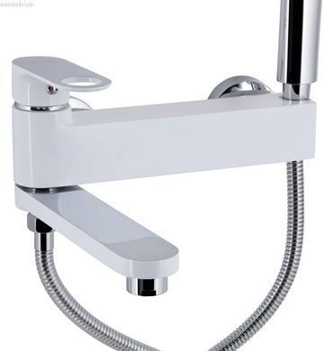 Змішувач для ванни Qtap Jay білий/хром QTJAY260CRW45554 з душовим гарнітуром