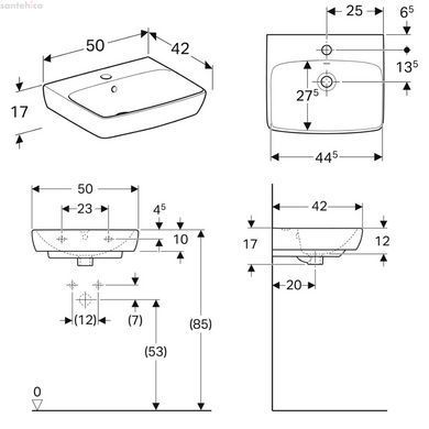 Раковина подвесной Geberit Selnova Square 50 см 500.310.01.7