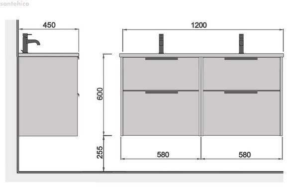 Тумба підвісна Мийдодир Line Craft 120-A DOUBLE 00-0009426 дуб крафт з раковиною Rodeo 120x2