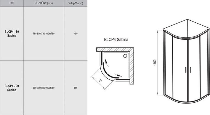 Ravak BLIX BLCP4-80 SABINA САТИН+GRAPE