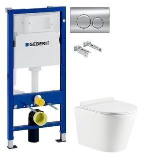 Інсталяція Geberit Duofix 458.103.00.1 з клавішею Delta20 хром глянцевий + Унітаз підвісний Koller Pool Orion Tornado 3.0 OR-0515-RQ3 з сидінням Soft Close