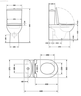 Унитаз напольный Qtap Jay Eco Ultra Quiet QTJAY27W48749 с бачокм и сиденьям Soft Close