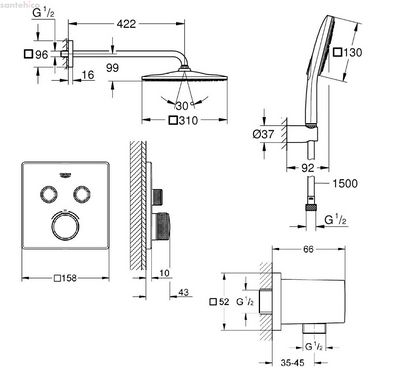 Душевая система с термостатом Grohe Grohtherm SmartControl хром UA26405SC1
