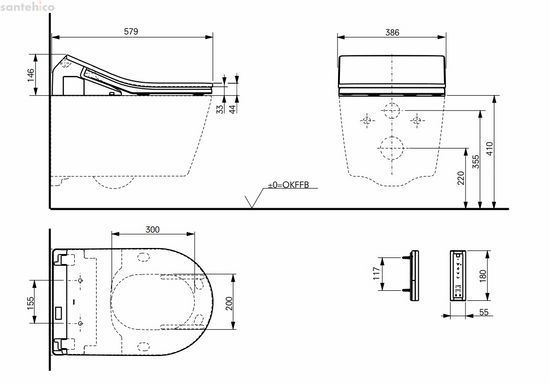 Унітаз підвісний TOTO Washlet RX CW542 з електронним сидінням TCF894
