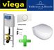 Инсталляция Viega WC 3-в-1 606688 с белой клавишей 654498 + Унитаз подвесной Villeroy & Boch TUBE 56351001 с крышкой soft close