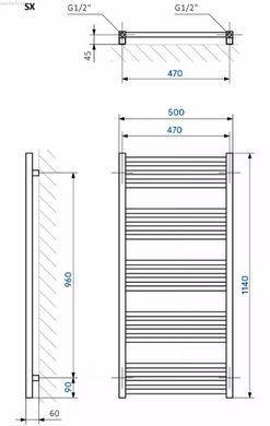 Рушникосушка водяна Terma Fiona 114x50 біла глянцева WGFIN114050K916SX білий глянцевий