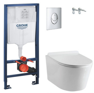 Инсталляция Grohe Rapid SL 38721001 3 в 1 + Унитаз подвесной ASIGNATURA Simple Bend 37832805 с сиденьем Soft Close