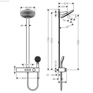 Душова система з термостатом Hansgrohe Pulsify Showerpipe чорний матовий 24240670