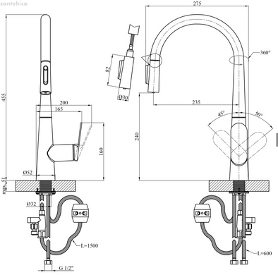 Смеситель для кухни Kroner Element 211569-5301 графіт CV035984