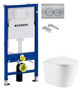 Інсталяція Geberit Duofix 458.103.00.1 з клавішею Delta20 хром матовий + Унітаз підвісний Koller Pool Orion Tornado 3.0 OR-0515-RQ3 з сидінням Soft Close