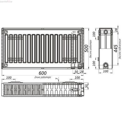 Радиатор стальной панельный OPTIMUM 22 низ/справа 500х600 (без INNER) 22032