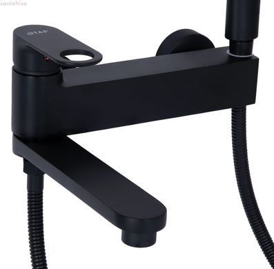 Смеситель для ванны Qtap Jay черный матовый QTJAY260BLM45548 с душевым гарнитуром