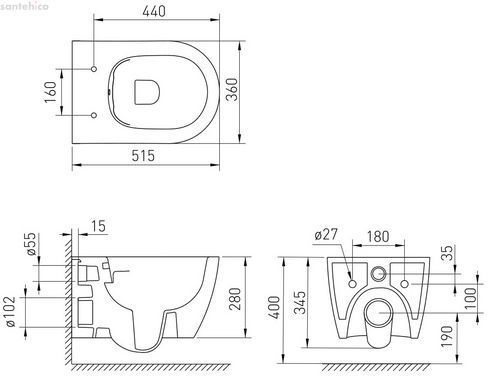 Унітаз підвісний Volle Cante Rimless чорний матовий 1312.151004 з сидінням Soft Close
