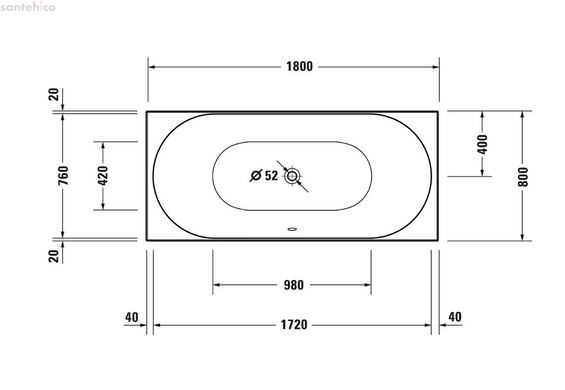 Ванна акрилова Duravit D-Neo 180x80 700476000000000