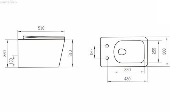 Унітаз підвісний Devit Balance Square Vortex Flush DBS71051111W із сидінням Soft Close
