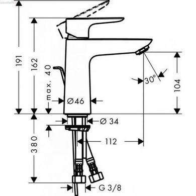 Змішувач для раковини Hansgrohe Talis E 110 (колір - білий матовий) 71710700 c донним клапаном
