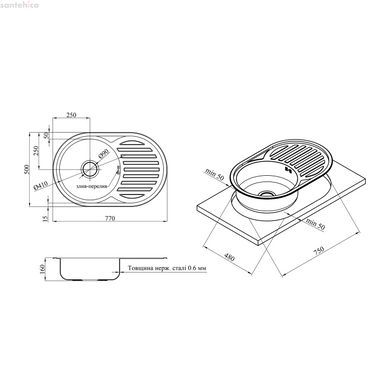 Кухонна мийка з нержавіючої сталі Kroner KRP Satin-7750 CV022787