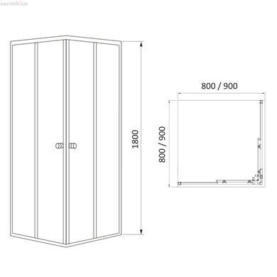 Душова кабіна Rozzy Jenori Velum 80х80 (Профіль - сатин, скло - прозоре) 80RZ082Linia