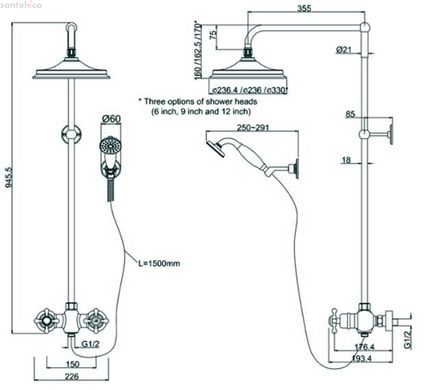 Термостатическая душевая система Burlington BEF2S+V16