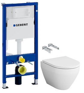 Инсталляция Geberit Duofix 2 в 1 458.103.00.1 + Унитаз подвесной Am.Pm Spirit FlashClean C701700WH с сиденьям Slim Soft Close