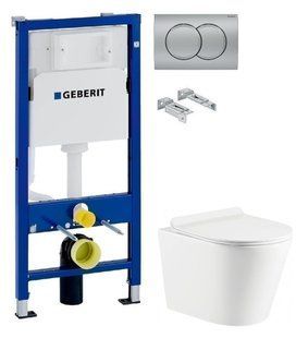 Інсталяція Geberit Duofix 458.103.00.1 з клавішею Delta01 хром матовий + Унітаз підвісний Koller Pool Orion Tornado 3.0 OR-0515-RQ3 з сидінням Soft Close