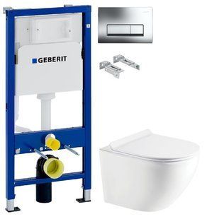 Інсталяція Geberit Duofix 458.103.00.1 з клавішею Delta50 хром глянцевий + Унітаз підвісний Koller Pool Round Smart Tornado 3.0 RN-0490-RQ3 з сидінням Soft Close