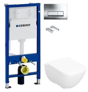 Інсталяція Geberit Duofix 458.103.00.1 з клавішею клавішею Delta50 хром глянець + Унітаз підвісний Geberit Modo 502.827.00.1 з сидінням Soft Close