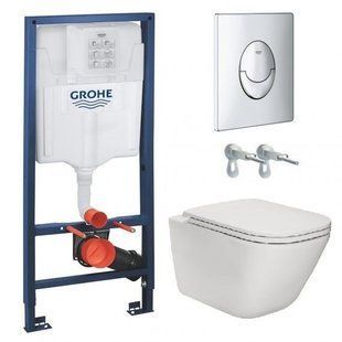 Инсталляция Grohe Rapid SL 38721001 комплект 4 в 1 + Унитаз подвесной Roca Gap Clean Rim с сидением Soft Close Slim A34H470000