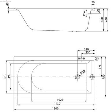 Ванна акриловая Cersanit City 150x75 S301-334