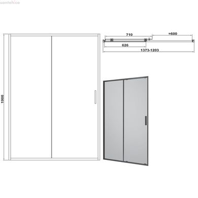 Душові двері 140 DEVIT ART FEN3640B чорний матовий, скло прозоре