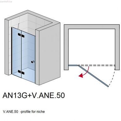 Душові двері San Swiss Annea 90х200 L-кріплення (Профіль - хром, скло - прозоре) AN13G09005007