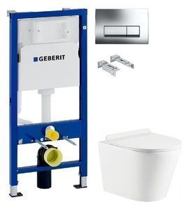 Інсталяція Geberit Duofix 458.103.00.1 з клавішею Delta50 хром глянцевий + Унітаз підвісний Koller Pool Orion Tornado 3.0 OR-0515-RQ3 з сидінням Soft Close